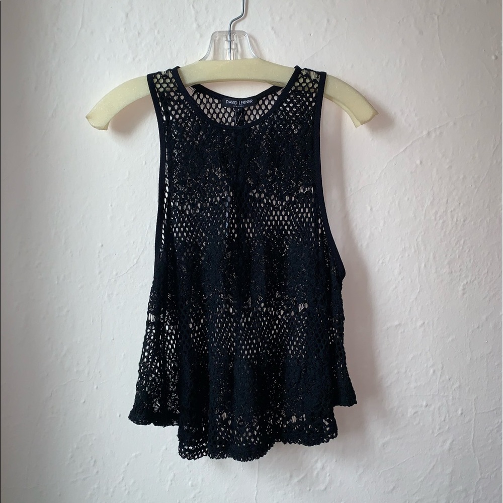 David Lerner Drop Armhole Crochet Tank